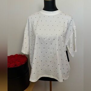 Isaac Mizrahi White Embellished Women's Top